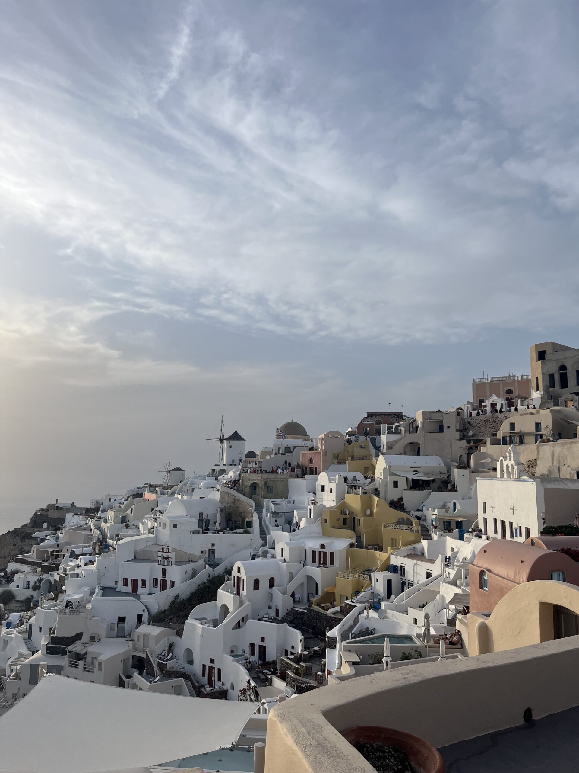 Santorini rooftops at dusk